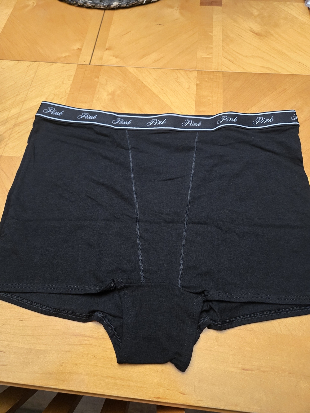 PINK Victoria's Secret Black Boxer Briefs with Branded Waistband 4 Pair